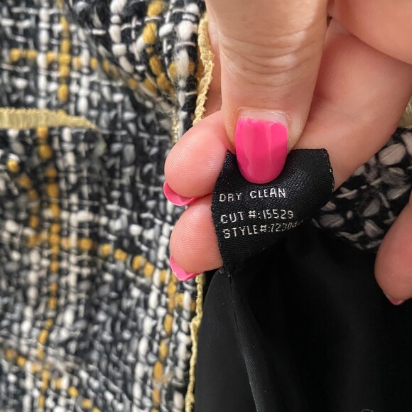 ECI New York Tweed Silk Trim Blazer - Black/White/Tan 4 - Picture 7 of 7